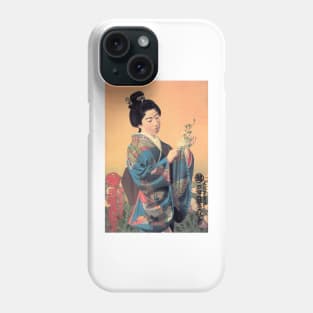 Woman in Beautiful Kimono Mitsukoshi Gofukuten Vintage Japan Advertisement Phone Case