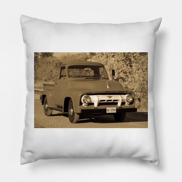 Classic 1954 Ford Truck F100 Pillow by Robert Alsop