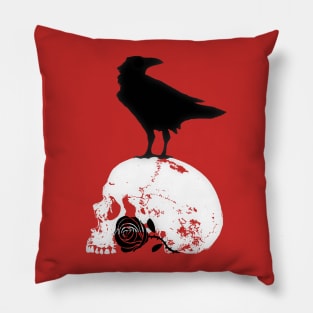 The Raven and the Black Rose Pillow