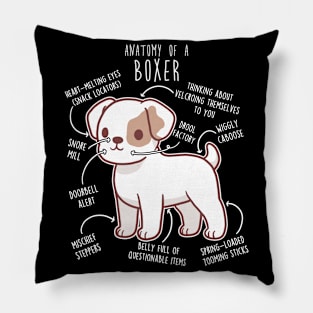 Boxer Dog White Check Anatomy Pillow