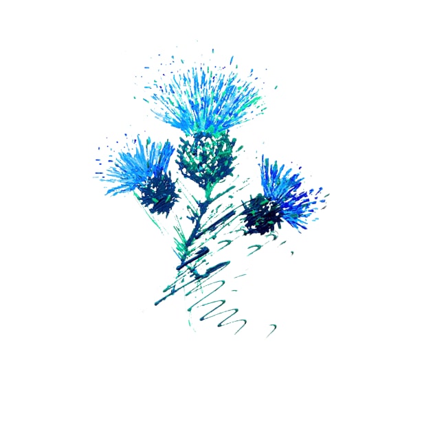 Scottish thistles in blue by Amazingraceart