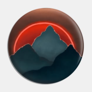 Red sun blue mountains Pin