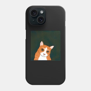 The Cute Ginger cat is watching you from an abstract pattern background Phone Case