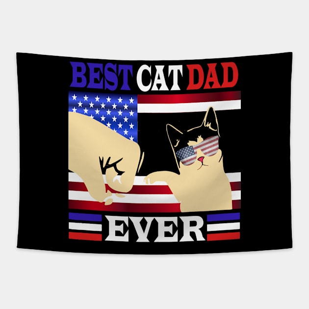 Best Cat Dad Ever Tapestry by karascom