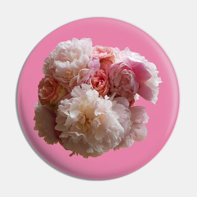 Peony Flowers and Pink Roses Pin by ellenhenryart