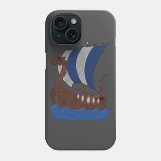 Viking Ship blue with water Phone Case