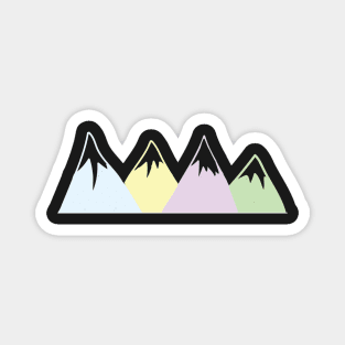 Pastel Yellow Pink Blue Green Mountains stickers Magnet