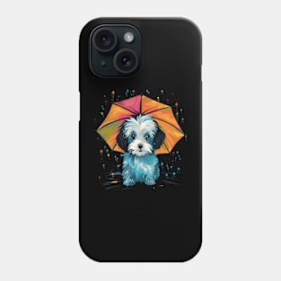 Maltese Rainy Day With Umbrella Phone Case