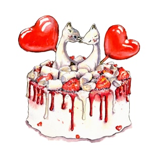 Valentine day cake with cats and candy T-Shirt