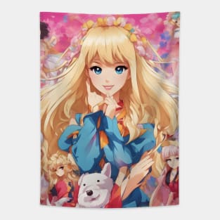 Blonde all american anime girl Tapestry