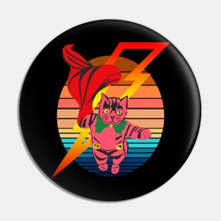 Cute Flying Pink Cat Retro Pin