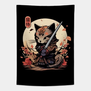 Samurai Cat Tattoo, Kawaii Ninja Cat Tapestry