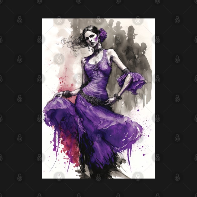 Flamenco Dancer - Watercolor Purple by Focused Instability