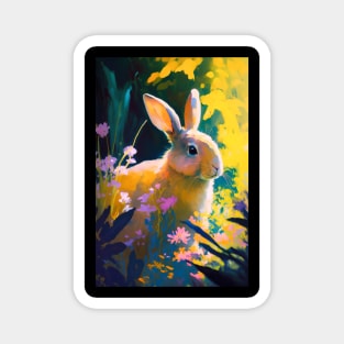Rabbit Animal Portrait Painting Wildlife Outdoors Adventure Magnet