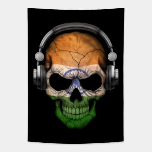 Dark Skull Deejay with Indian Flag Tapestry