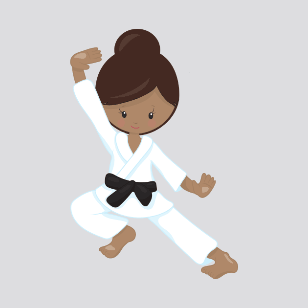 African American Girl, Black Belt, Karate Girl by Jelena Dunčević