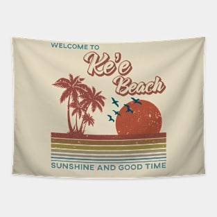 Ke'e Beach - Ke'e Beach Retro Sunset Tapestry