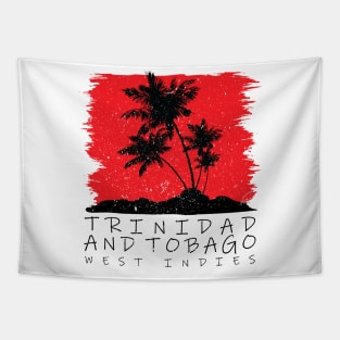 Trinidad and Tobago National Colors with Palm Silhouette Tapestry