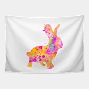 Bunny Watercolor Painting Yellow Orange Pink Tapestry