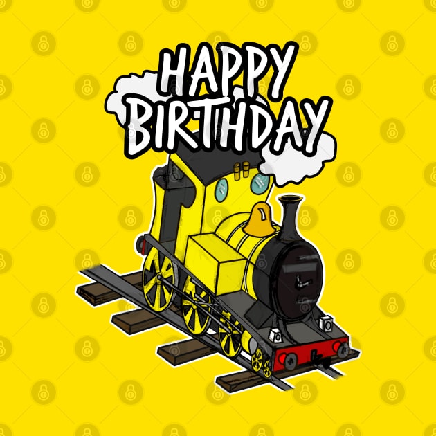 Birthday Train Steam Locomotive Railway Model Railroad (Yellow) by doodlerob