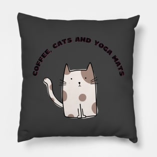 Coffee cats and yoga mats funny yoga and cat drawing Pillow