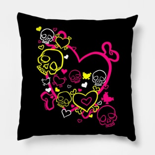 Heart Skull Swirl (Light Version) Pillow