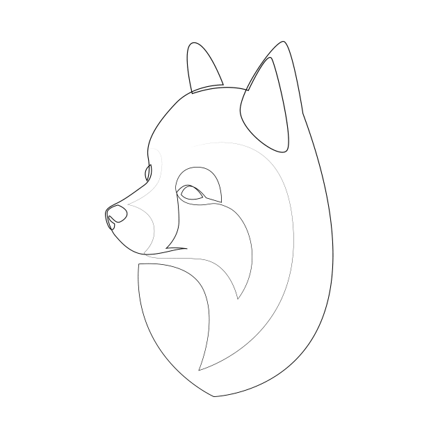 Pomeranian Spitz - one line drawing by addillum