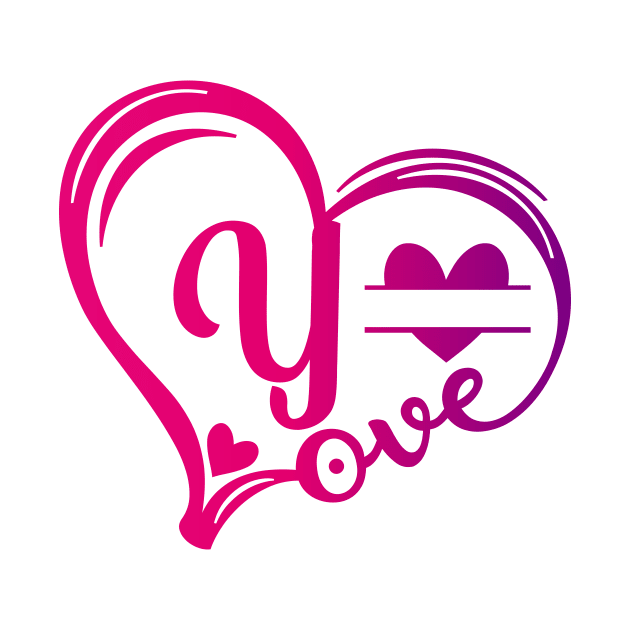 letter y monogram in the shape of love by Candy Store