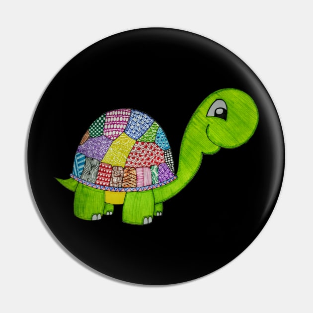 Zentangled Tortoise Pin by Aversome