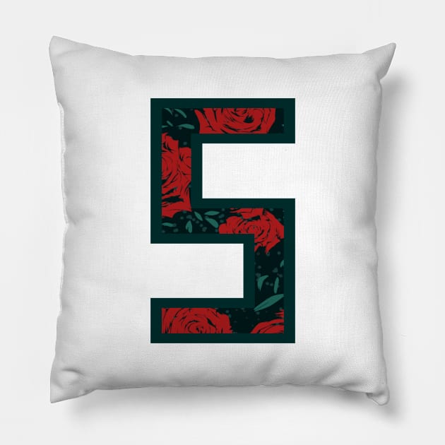 Modern Rose Floral Initial Name Alphabet - Letter S Pillow by BroxArtworx