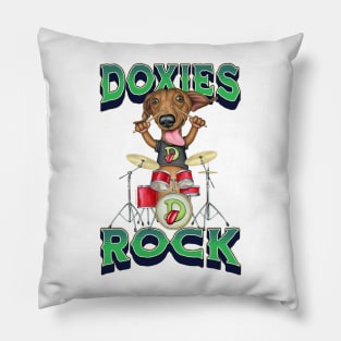 Doxie Dog Rock on with the Drums Pillow