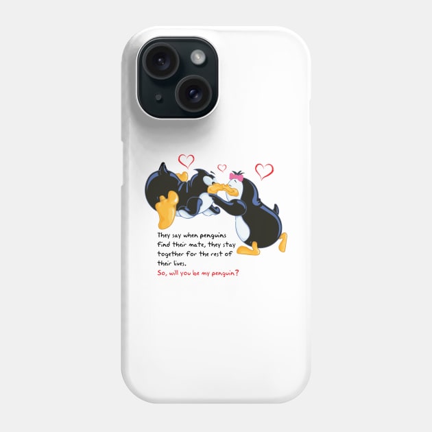Penguin Love Phone Case by AmazingArtMandi
