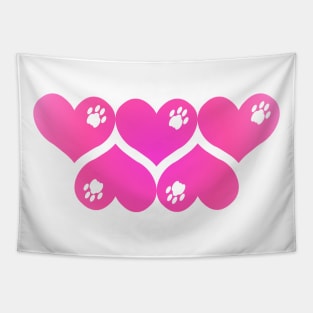 Hearts, Hearts, Hearts - PAWretty Pink Hearts with Paws Tapestry