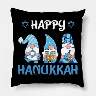 Happy Hanukkah Christmas Gnome Gnomies Menorah Dreidel Pillow