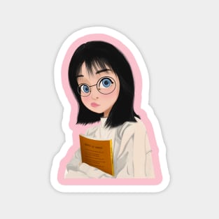 Cute girl carrying a book Magnet