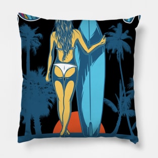 Surfing Paradise Los Angeles California Pillow