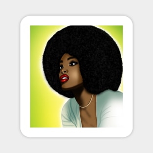 black woman with big afro hair Magnet