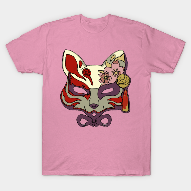 Kitsune Mask with Sakura Flowers - Kitsune Mask - T-Shirt | TeePublic