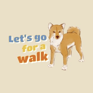 Let's Go For A Walk Shiba Inu Retro Dog Walking Lover T-Shirt