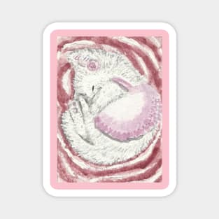 Cute kitten sleeping pink Magnet