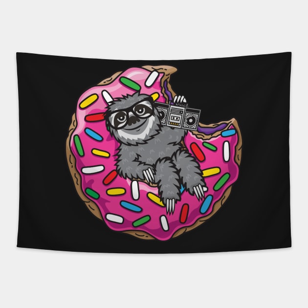 Sloth donut music Tapestry by Plushism