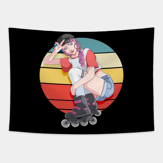 Roller Girl Skater Skates Rollerblades Rollerblading Tapestry by Noseking