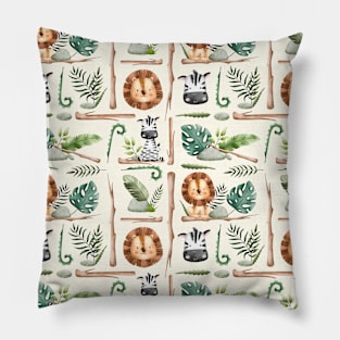 Join the Safari Squad! Lions & Zebras on an Adventure Pillow