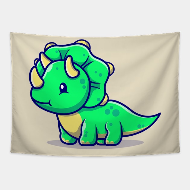 Cute Baby Triceratops Cartoon Tapestry by Catalyst Labs