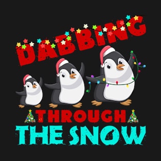 Dabbing Through The Snow Penguins Dab Dance Christmas Lights T-Shirt