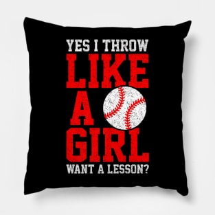 Play Girl Softball Player Pillow