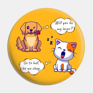 Dog proposing Cat Pin