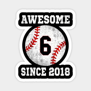 Kids 6Th Birthday Baseball Player 6 Years Old Sports Magnet