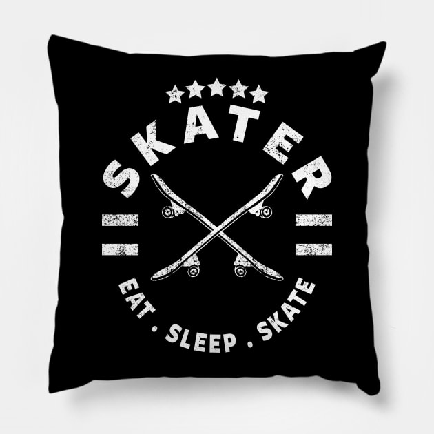 SKATER - SKATEBOARDER - EAT SLEEP SKATE Pillow by ShirtFace