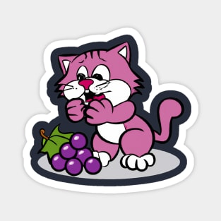 Cat eating wine grapes Magnet